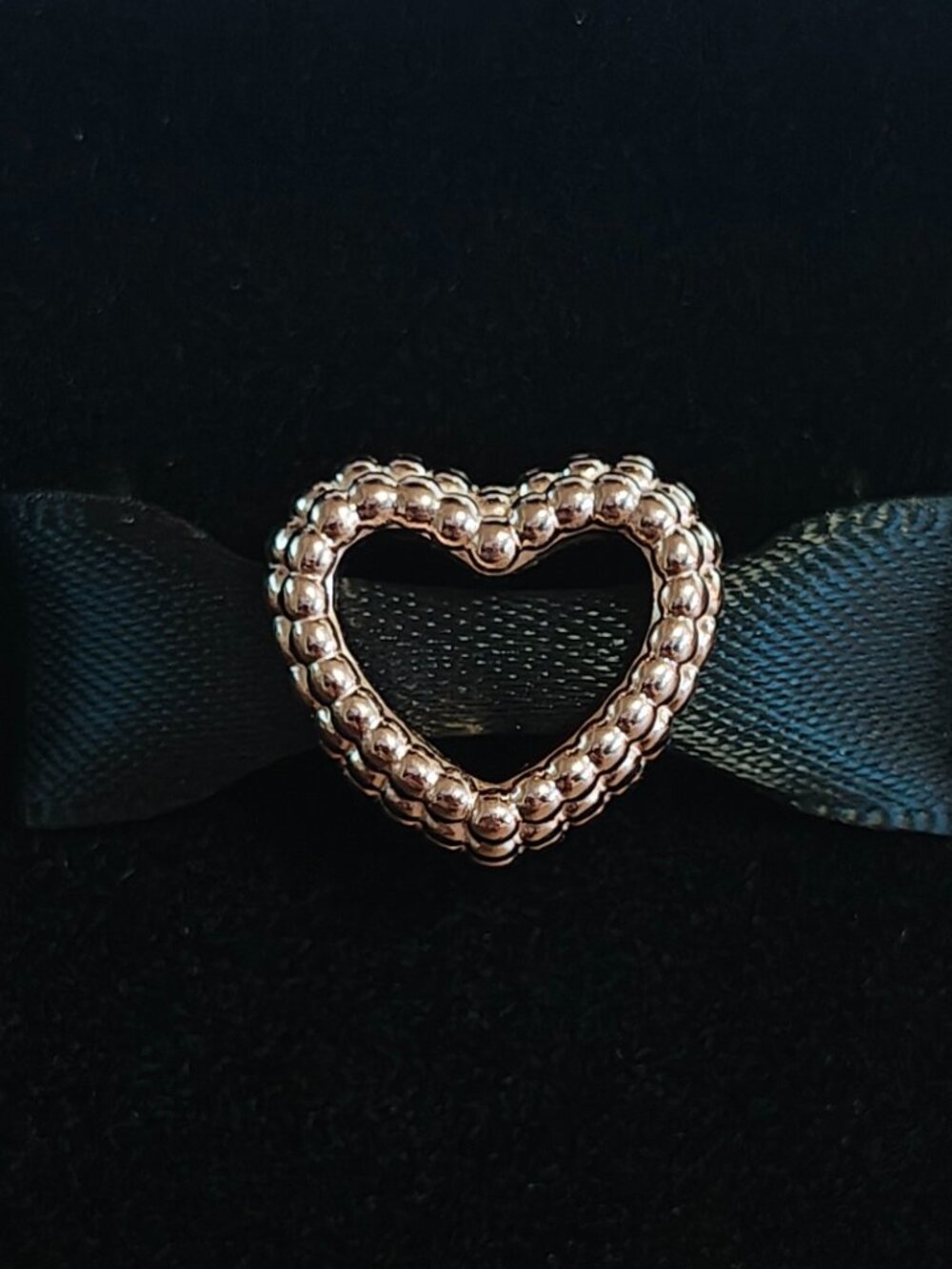 Authentic Pandora Rose Beaded Heart Charm 787516 New With Tags 14K Rose Gold - Picture 4 of 12